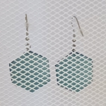 Boucles d’oreilles grand hexagone en galuchat  bleu foncé