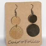 Boucles d’oreilles double rond en galuchat café au lait