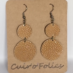 Boucles d’oreilles double rond en galuchat café au lait