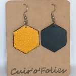 Boucles d’oreilles grand hexagone en galuchat jaune