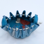 Grande bourse Bleu turquoise et argent Effet craquelé