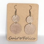 Boucles d’oreilles double rond en galuchat gris beige