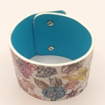 Bracelet Manchette fleuri pastel et turquoise