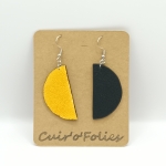 Boucles d’oreilles demi-lune en galuchat jaune