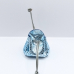 Petite bourse Bleu turquoise et argent Effet craquelé argent