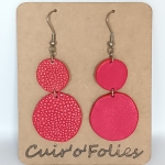 Boucles d’oreilles double rond en galuchat rouge