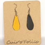 Boucles d’oreilles petite goutte en galuchat jaune