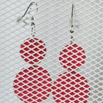 Boucles d’oreilles double rond en galuchat rouge