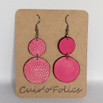 Boucles d’oreilles double rond en galuchat rose