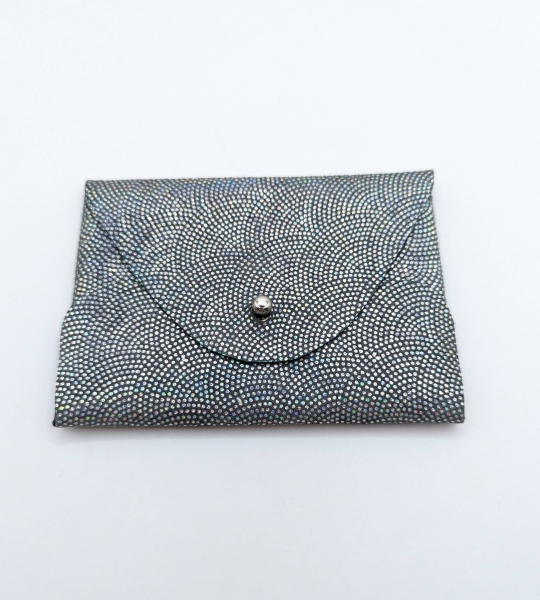 Porte-cartes Vert foncé pailleté argent