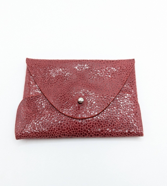 Porte-cartes Rouge imitation grain galuchat