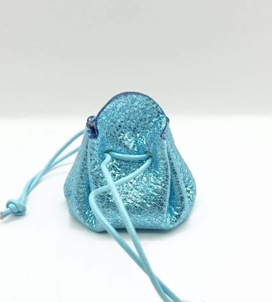 Petite bourse Bleu turquoise Métallisé froissé