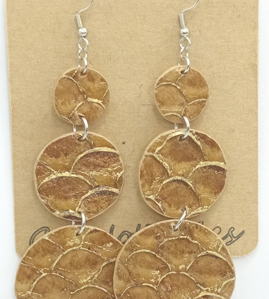 Grandes Boucles d’oreilles bulle beige en Tilapia