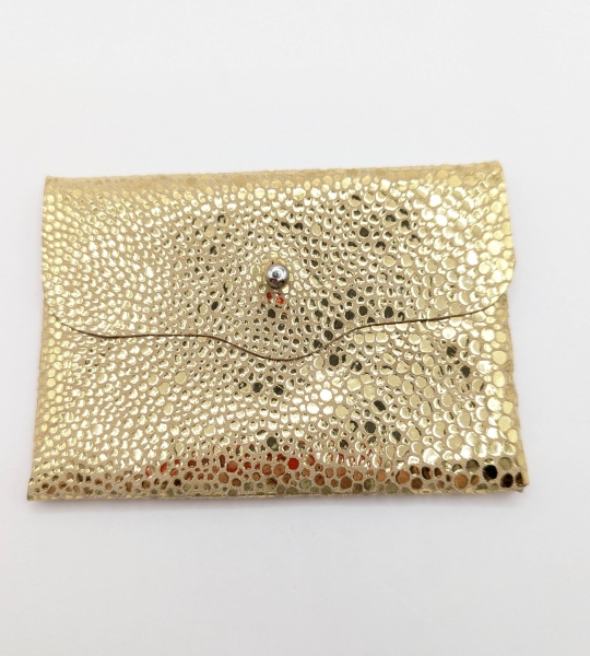 Porte-cartes Doré imitation grain galuchat