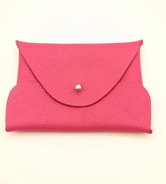Porte-cartes framboise grainé