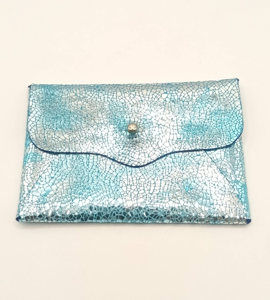 Porte-cartes Bleu craquelé argenté