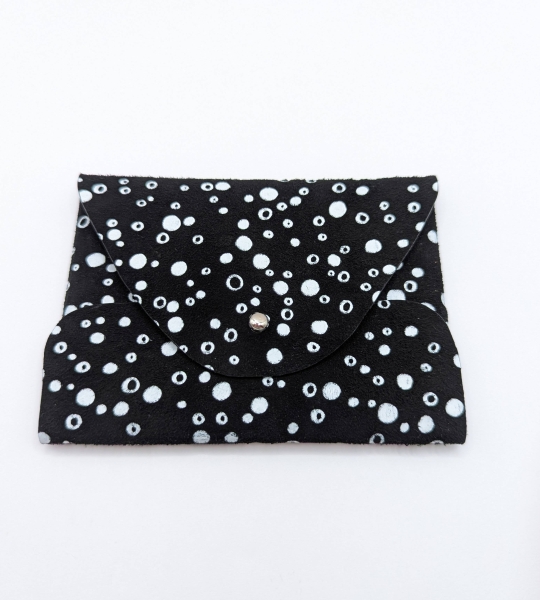 Porte-cartes Noir motif bulles blanches