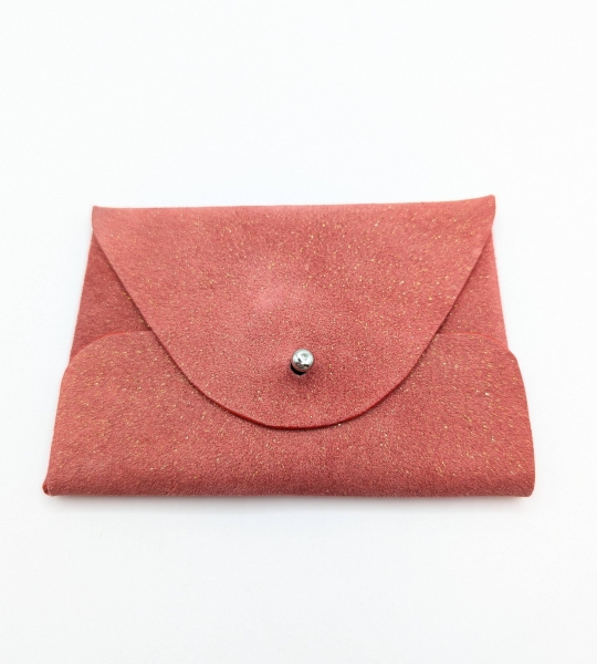 Porte-cartes Rouge velours pailleté doré