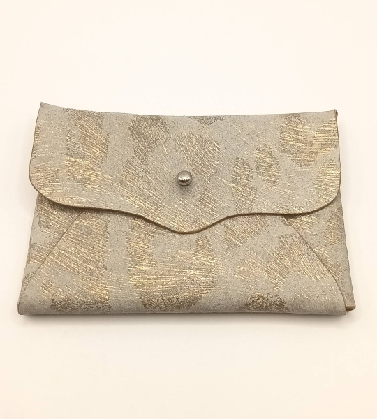 Porte-cartes Beige imitation léopard doré