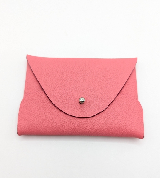 Porte-cartes Rose saumon grainé
