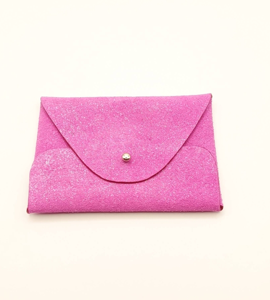 Porte-cartes Rose velours pailleté