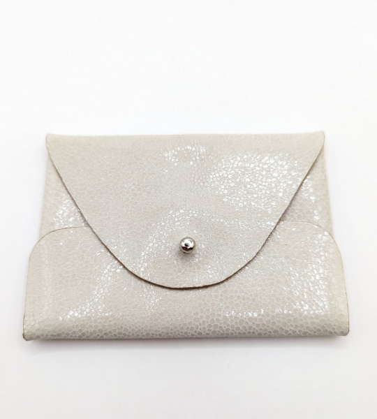 Porte-cartes Beige imitation grain galuchat