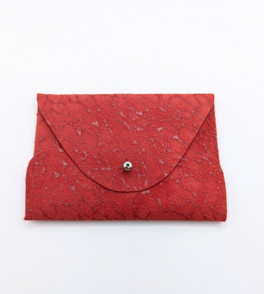 Porte-cartes Rouge velours effet nervuré
